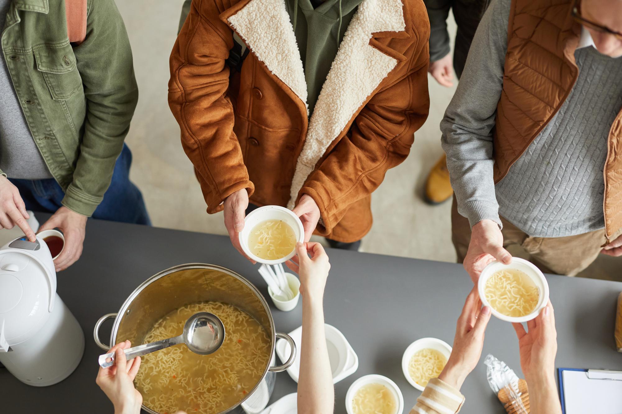 Students tasting a broth